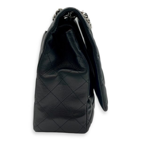 Classic Double Flap Maxi Black Shoulder Bag in Caviar Leather, Silver hardware - Image 3
