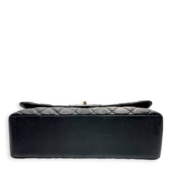 Classic Double Flap Maxi Black Shoulder Bag in Caviar Leather, Silver hardware - Image 5