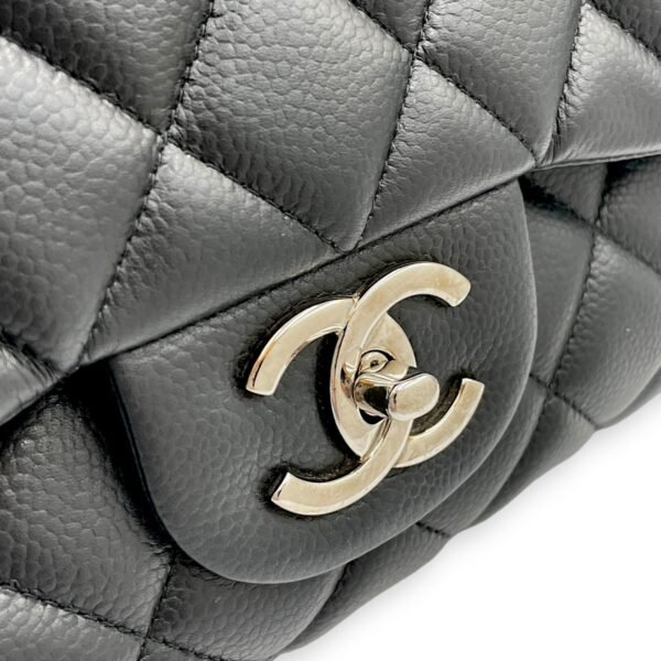 Classic Double Flap Maxi Black Shoulder Bag in Caviar Leather, Silver hardware - Image 8