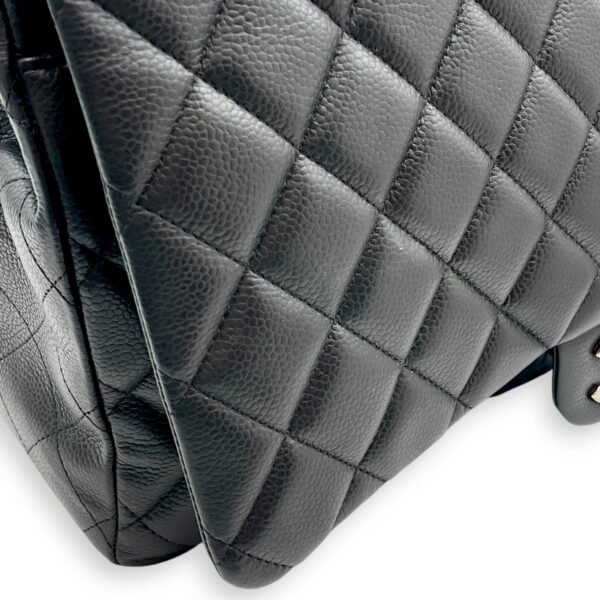 Classic Double Flap Maxi Black Shoulder Bag in Caviar Leather, Silver hardware - Image 9