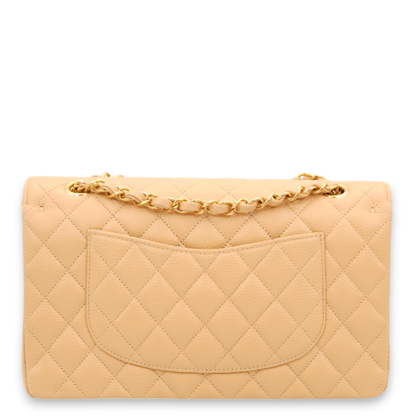 Classic Double Flap Medium Beige Shoulder Bag in Caviar Leather, Gold hardware - Image 2