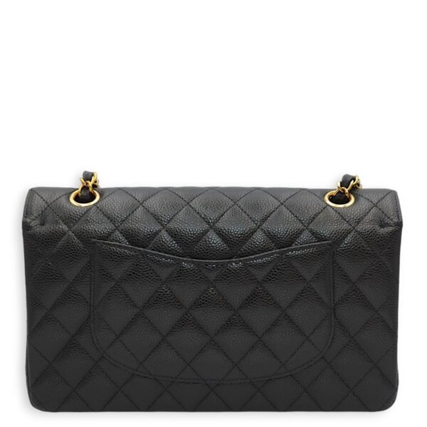 Classic Double Flap Medium Black Shoulder Bag in Caviar Leather, Gold hardware - Image 2