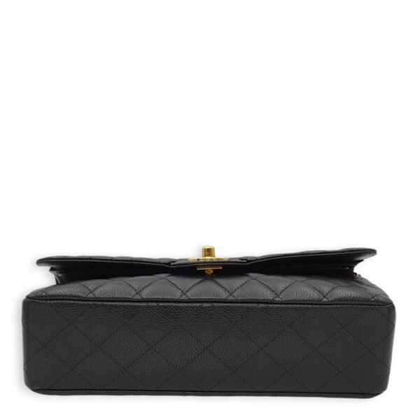 Classic Double Flap Medium Black Shoulder Bag in Caviar Leather, Gold hardware - Image 5