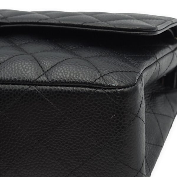 Classic Double Flap Medium Black Shoulder Bag in Caviar Leather, Silver hardware - Image 3