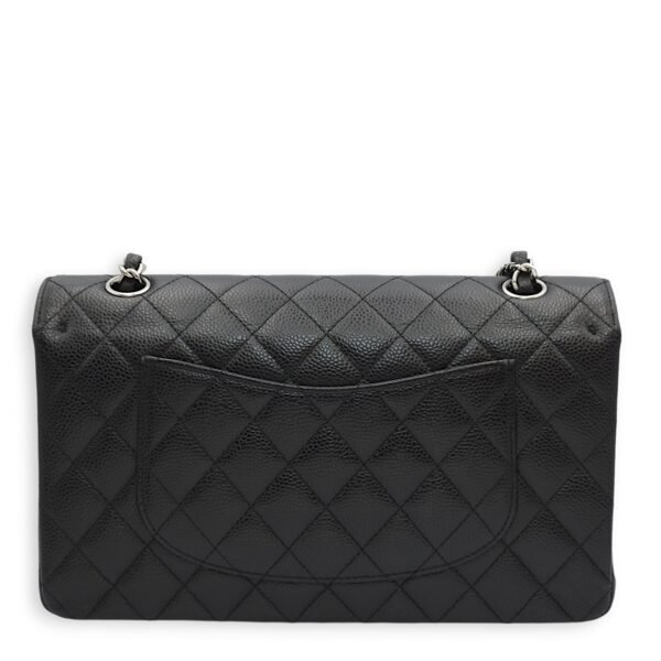 Classic Double Flap Medium Black Shoulder Bag in Caviar Leather, Silver hardware - Image 5
