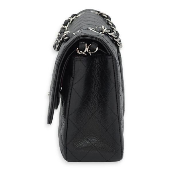 Classic Double Flap Medium Black Shoulder Bag in Caviar Leather, Silver hardware - Image 6