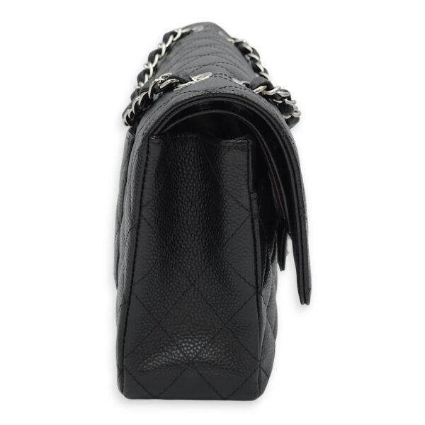 Classic Double Flap Medium Black Shoulder Bag in Caviar Leather, Silver hardware - Image 7