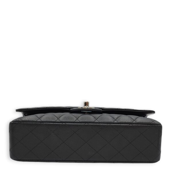 Classic Double Flap Medium Black Shoulder Bag in Caviar Leather, Silver hardware - Image 8