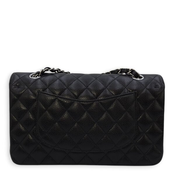 Classic Double Flap Medium Black Shoulder Bag in Caviar Leather, Silver hardware - Image 2