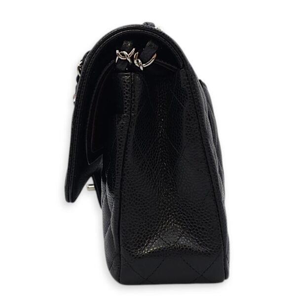 Classic Double Flap Medium Black Shoulder Bag in Caviar Leather, Silver hardware - Image 3