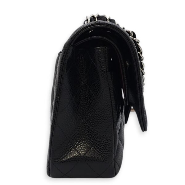 Classic Double Flap Medium Black Shoulder Bag in Caviar Leather, Silver hardware - Image 4