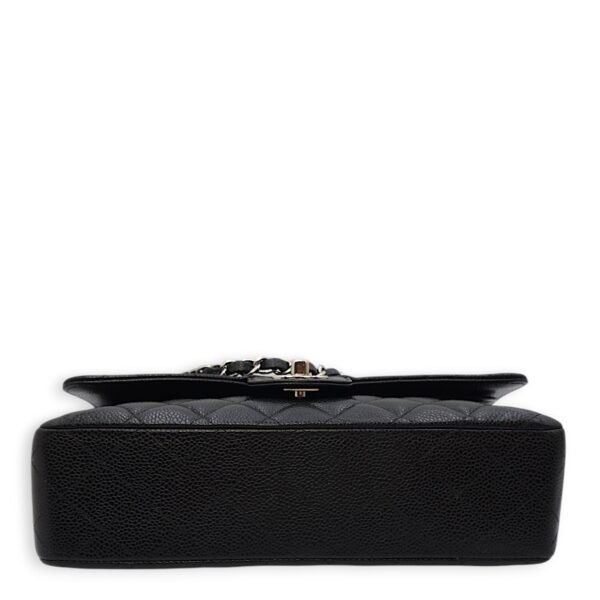 Classic Double Flap Medium Black Shoulder Bag in Caviar Leather, Silver hardware - Image 5
