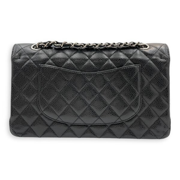 Classic Double Flap Medium Black Shoulder Bag in Caviar Leather, Silver hardware - Image 2