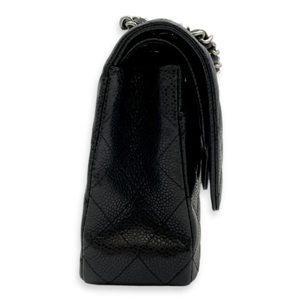 Classic Double Flap Medium Black Shoulder Bag in Caviar Leather, Silver hardware - Image 3