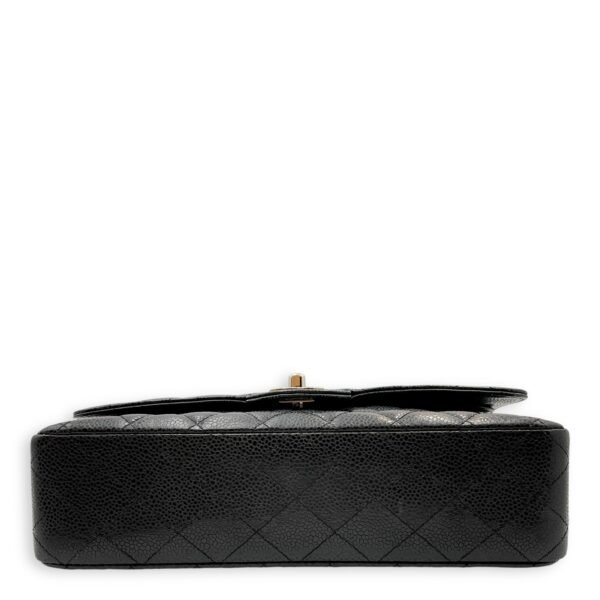 Classic Double Flap Medium Black Shoulder Bag in Caviar Leather, Silver hardware - Image 5