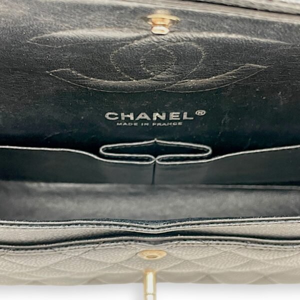 Classic Double Flap Medium Black Shoulder Bag in Caviar Leather, Silver hardware - Image 7