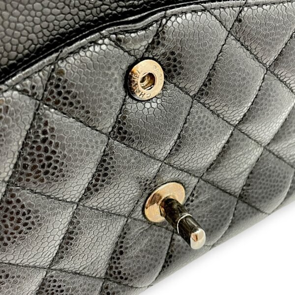 Classic Double Flap Medium Black Shoulder Bag in Caviar Leather, Silver hardware - Image 8