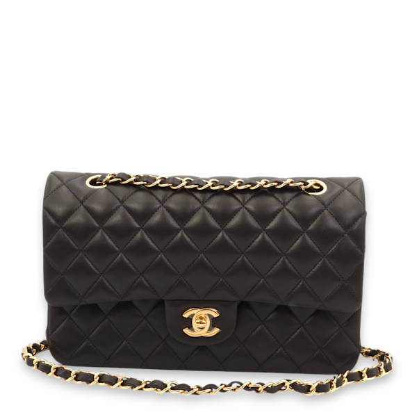 Classic Double Flap Medium Black Shoulder Bag in Lambskin, Gold hardware - Image 3