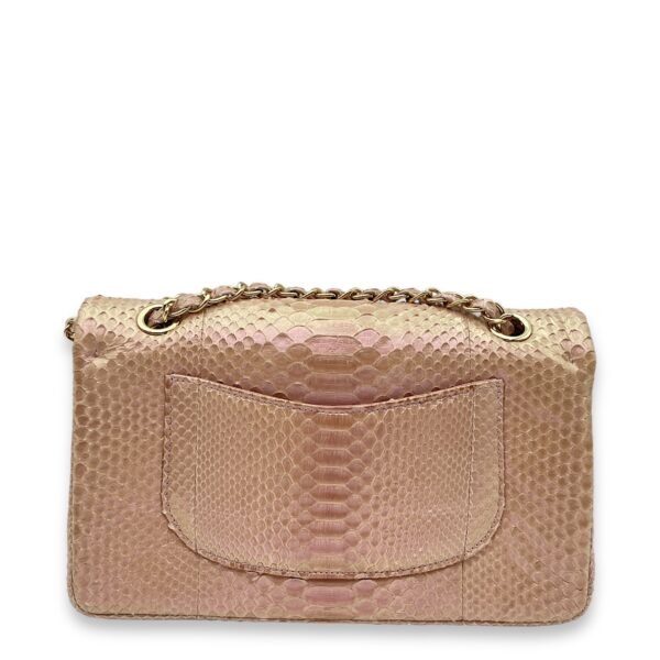 Classic Double Flap Medium Iridescent Pink Shoulder Bag in Python/Lambskin, Gold hardware - Image 2