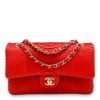 Classic Double Flap Medium Red Shoulder Bag in Python Leather, Gold hardware