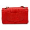Classic Double Flap Medium Red Shoulder Bag in Python Leather, Gold hardware - Image 2
