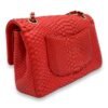 Classic Double Flap Medium Red Shoulder Bag in Python Leather, Gold hardware - Image 4