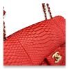Classic Double Flap Medium Red Shoulder Bag in Python Leather, Gold hardware - Image 5