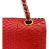 Classic Double Flap Medium Red Shoulder Bag in Python Leather, Gold hardware - Image 7