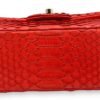 Classic Double Flap Medium Red Shoulder Bag in Python Leather, Gold hardware - Image 9