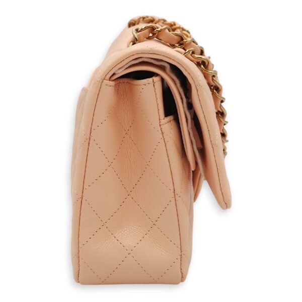 Classic Double Flap Medium Salmon Pink Shoulder Bag in Caviar, Gold hardware - Image 3