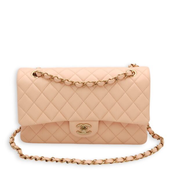 Classic Double Flap Medium Salmon Pink Shoulder Bag in Caviar, Gold hardware - Image 7