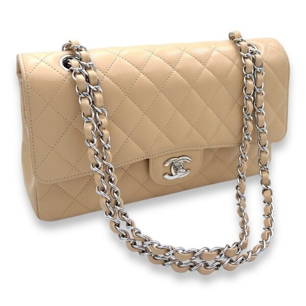 Classic Double Flap Medium Shoulder bag in Caviar Leather, Silver Hardware - Image 8