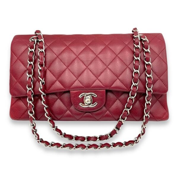 Classic Double Flap Medium Shoulder bag in Caviar leather, Silver Hardware - Image 9