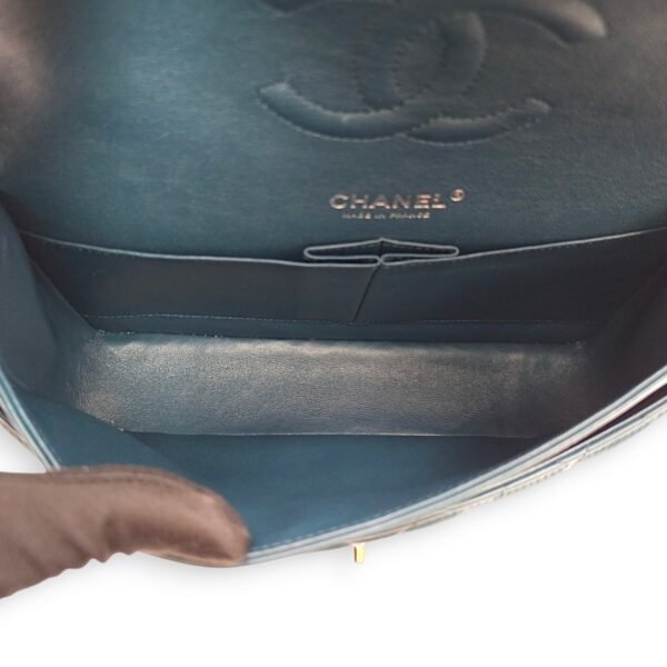 Classic Double Flap Medium Teal Shoulder Bag in Lambskin, Palladium hardware - Image 6