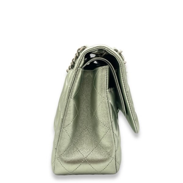 Classic Double Flap Metallic Green Shoulder Bag in Lambskin, Matte Ruthenium hardware - Image 3