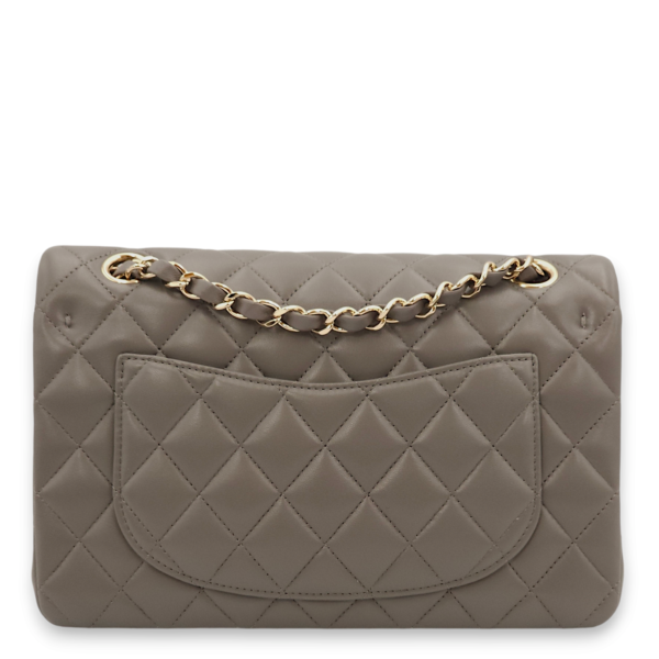 Classic Double Flap Small Dark Grey Shoulder Bag in Lambskin, Gold hardware - Image 2