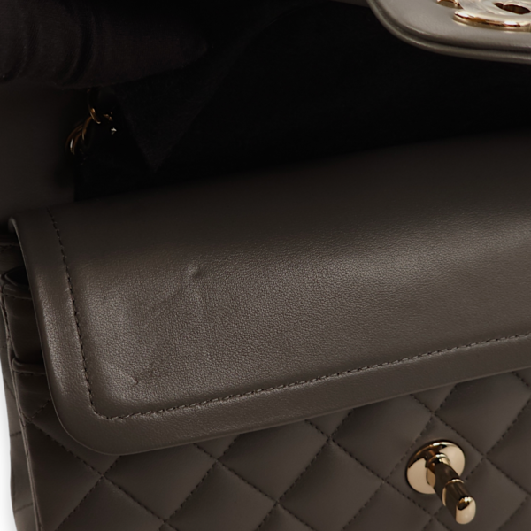Classic Double Flap Small Dark Grey Shoulder Bag in Lambskin, Gold hardware - Image 4