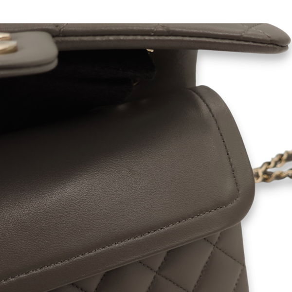 Classic Double Flap Small Dark Grey Shoulder Bag in Lambskin, Gold hardware - Image 5