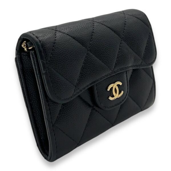 Classic Flap Cardholder Micro Black Wallet On Chain in Caviar Leather, Gold hardware - Image 3