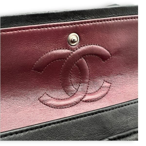 Classic Flap Medium Black Shoulder Bag in Lambskin, Silver hardware - Image 14