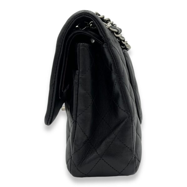 Classic Flap Medium Black Shoulder Bag in Lambskin, Silver hardware - Image 3
