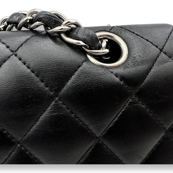 Classic Flap Medium Black Shoulder Bag in Lambskin, Silver hardware - Image 7