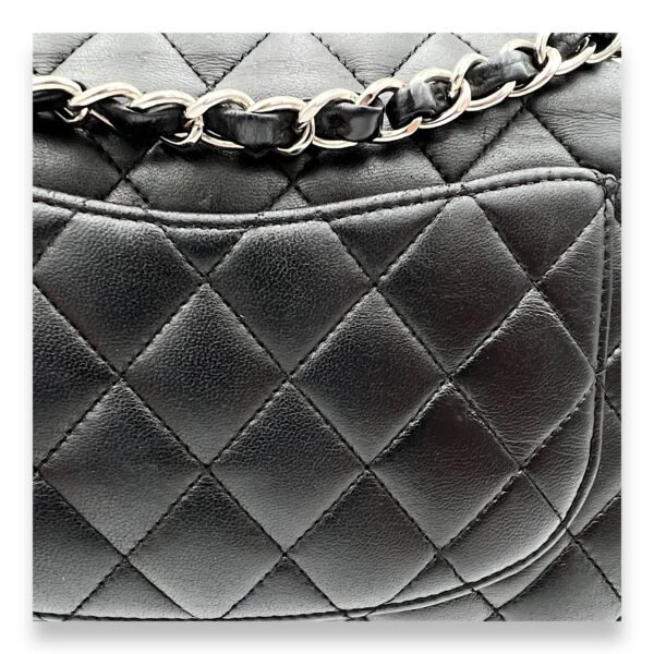 Classic Flap Medium Black Shoulder Bag in Lambskin, Silver hardware - Image 8