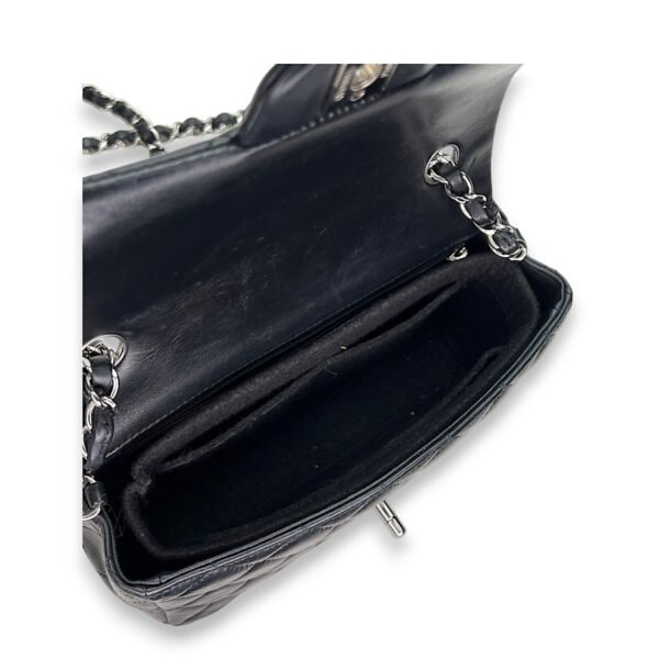 Classic Flap Mini Rectangle Navy Shoulder Bag in Lambskin, Silver hardware - Image 10