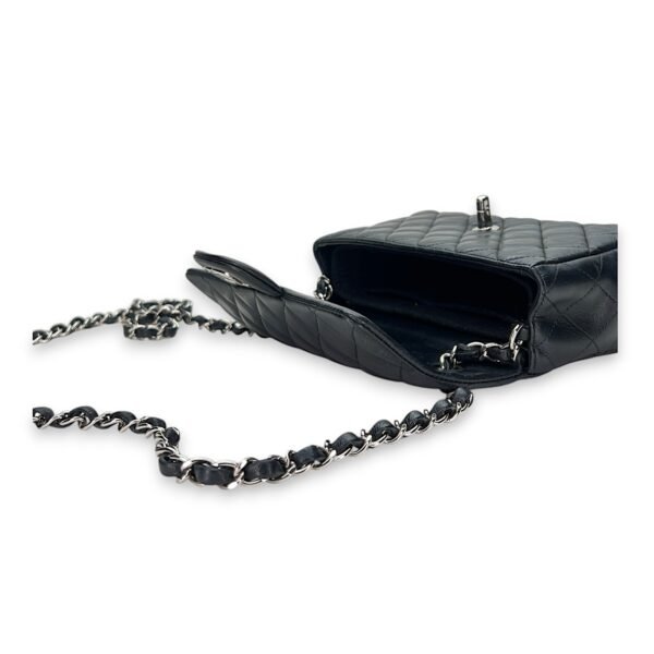 Classic Flap Mini Rectangle Navy Shoulder Bag in Lambskin, Silver hardware - Image 11