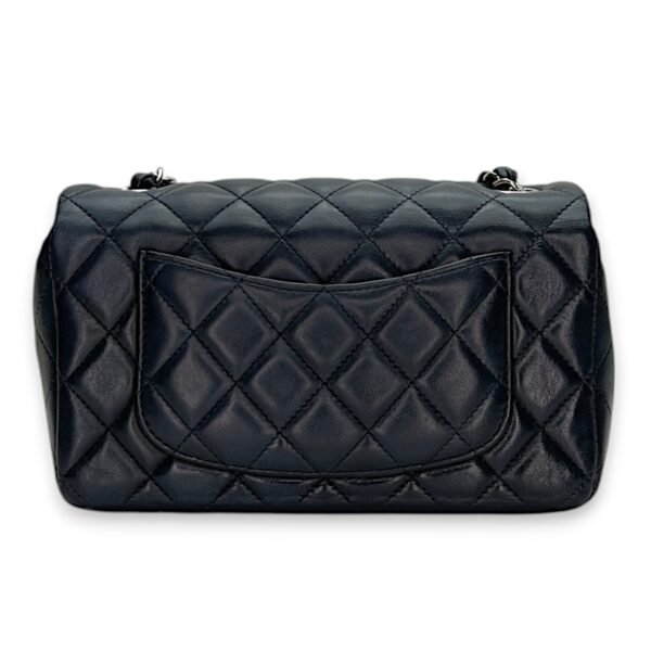 Classic Flap Mini Rectangle Navy Shoulder Bag in Lambskin, Silver hardware - Image 2