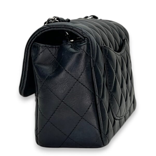 Classic Flap Mini Rectangle Navy Shoulder Bag in Lambskin, Silver hardware - Image 3