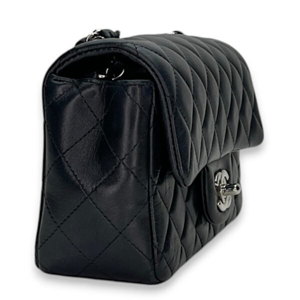 Classic Flap Mini Rectangle Navy Shoulder Bag in Lambskin, Silver hardware - Image 4