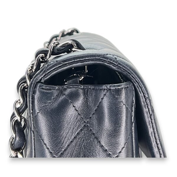 Classic Flap Mini Rectangle Navy Shoulder Bag in Lambskin, Silver hardware - Image 7