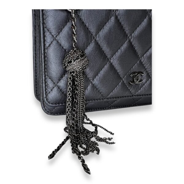 Classic Grey Wallet on Chain in Calfskin, Gunmetal hardware - Image 6